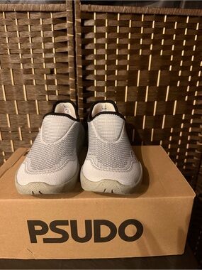 Psudo Slip-On Sneakers in Light Gray